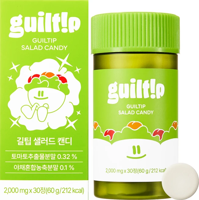 길팁 샐러드캔디 토마토 분말 식이섬유 츄어블 캔디, 60g, 1개 - 쿠팡