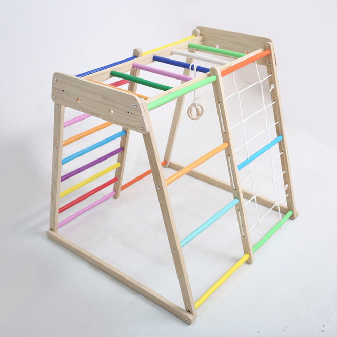 실내 구름사다리 놀이방 카페 컬러 높은 삼각대 타입 놀이 원목, 컬러 사다리 스탠드(링 증정)