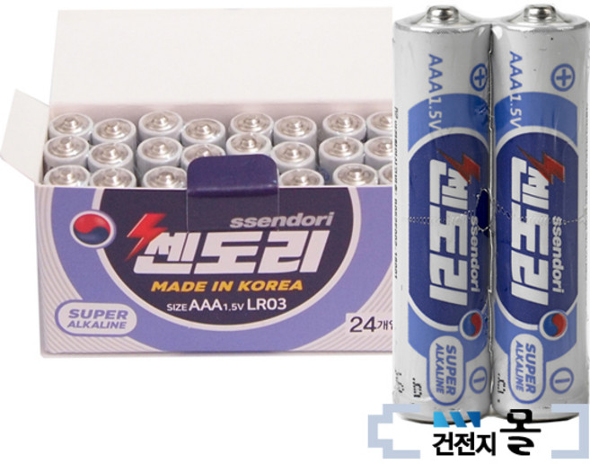 국산 쎈도리 알카라인 건전지 AAA 2 x 12팩(24알) 1.5V LR03 벌크, 12개, 2개입
