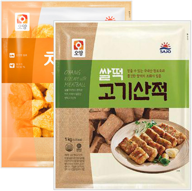 [현대프리마켓] 사조오양 치킨너겟 1kg + 쌀떡고기 산적 1kg, 2개