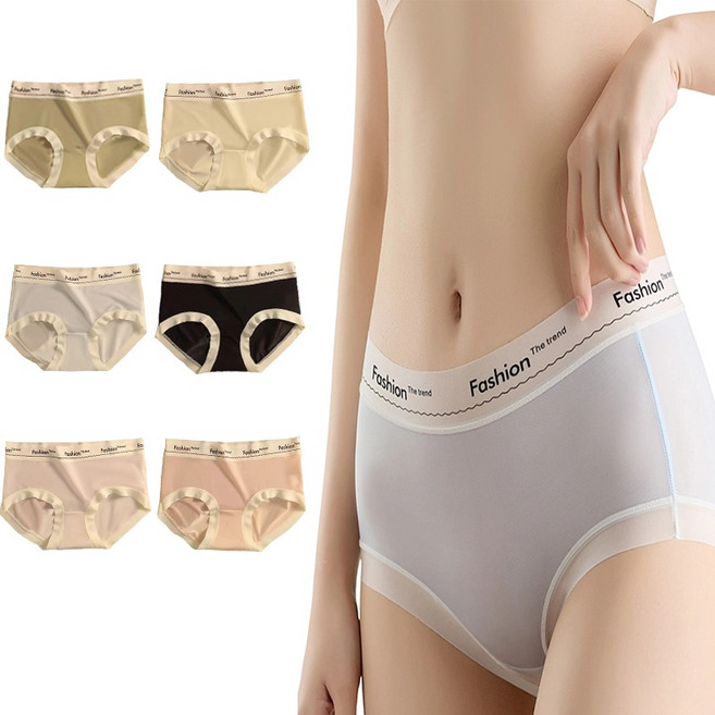 JLVJ 여성 심리스 팬티 생리팬티 편안한 여자 속옷 통기성 팬티 6종 세트 여성 팬티