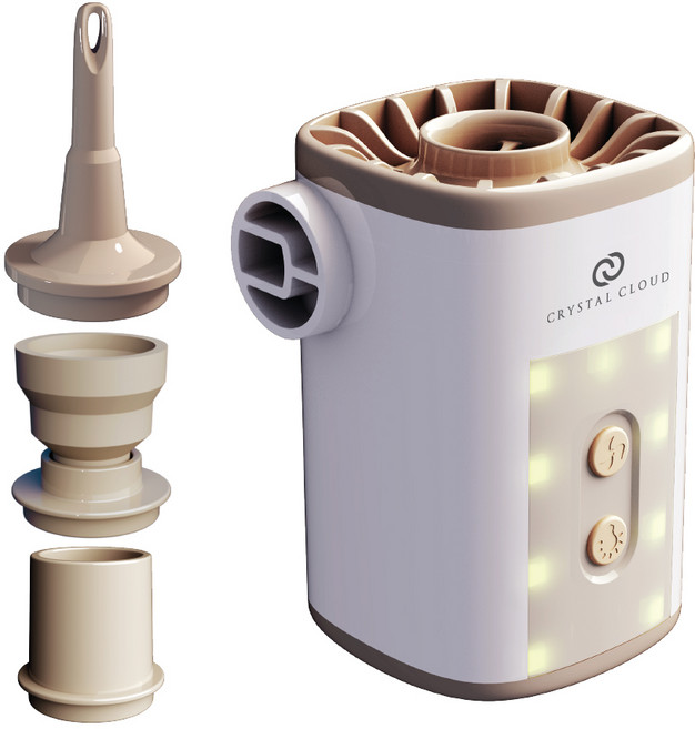 크리스탈클라우드 휴대용 LED 미니 에어 펌프 캠핑용 자충매트 튜브, 화이트, 1개