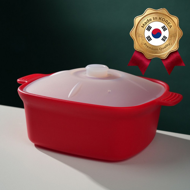소노리떼 국산 실리콘 냄비 전자레인지 라면용기 대형 계란찜기 1200ml, 1개, 레드