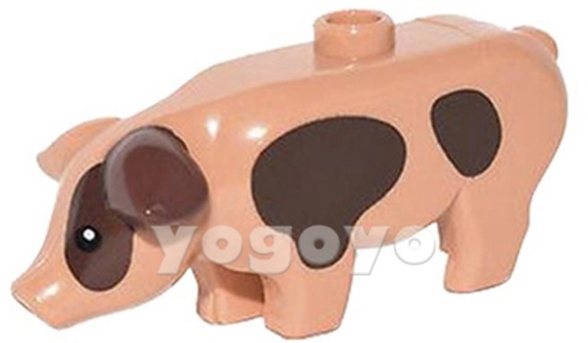 요고요 블록 동물 피규어 모음- 악어 상어 곰 킹콩 기린 말, 아기돼지 (살색 얼룩무늬), 1개