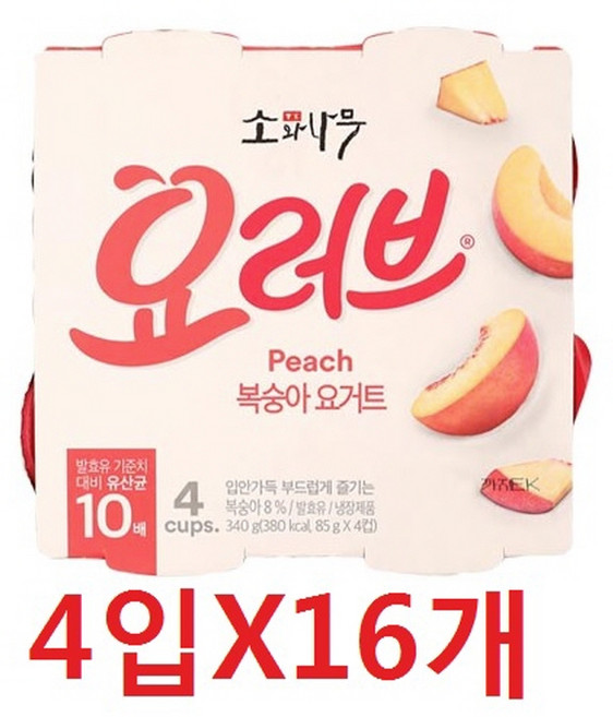 요러브복숭아요거트85gx64/소와나무, 85g, 64개
