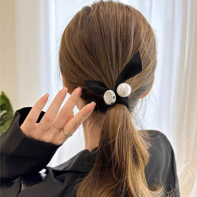 미다미 [세트/단품]달리 진주앤태그 포인트 머리끈/ 짱짱한 고무줄