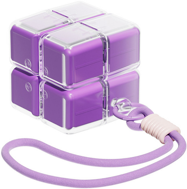 다이나토리 휴대용 알약통 걸이형 컬러 큐브 8칸, 퍼플, 1개