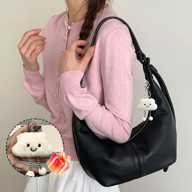 Leesheer 여성 반달백 만두백 가죽 숄더백 데일리 심플 무지 캐주얼 크로스백