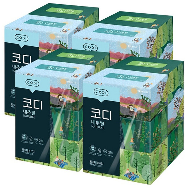 코디 내추럴 미용티슈 230매x6입 4팩, 230매, 4박스