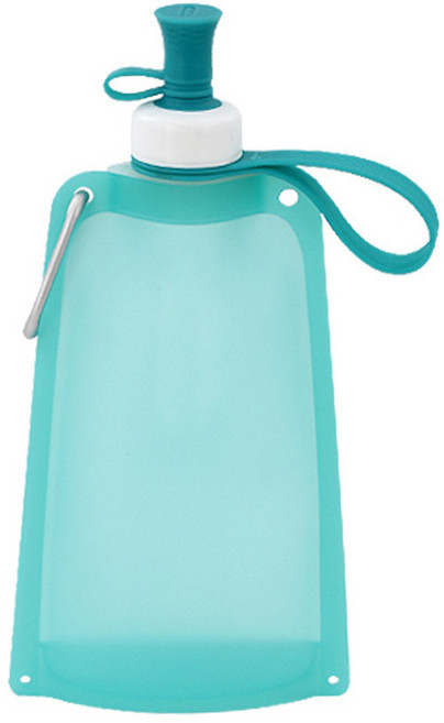 運動便攜摺疊水袋 550ml, 果凍藍 含登山扣, 1套