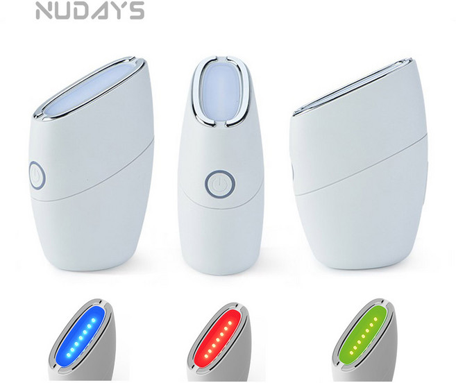 누데이스 EMS 갈바닉 중주파 메이크 스킨라이트 LED테라피 LED마사지기 GB4706, 홈케어 LED 괄사 진동 갈바닉 EMS 피부 마사지기