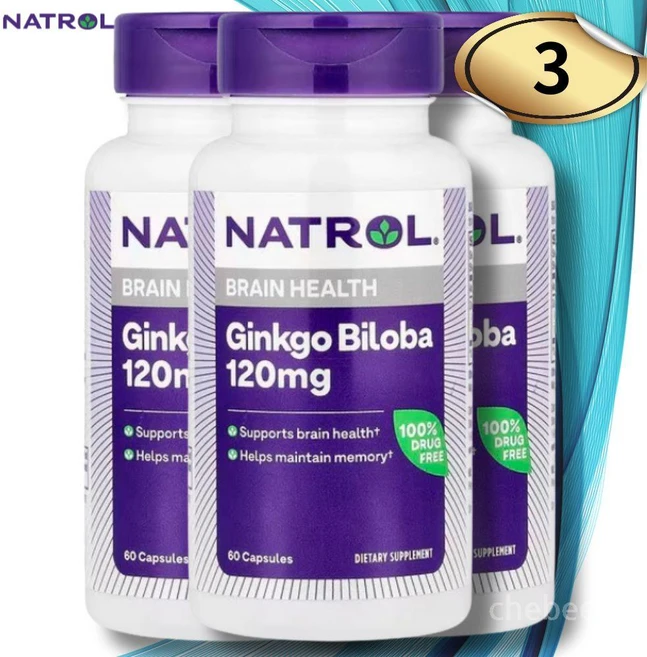 나트롤 징코 빌로바 은행나무 추출물 120mg 60캡슐 3병 Ginkgo, 60정 - 쿠팡