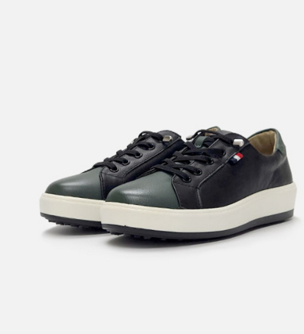 소가죽 배색포인트 키높이 통굽 밴딩끈 이중깔창 여성운동화 스니커즈 4cm