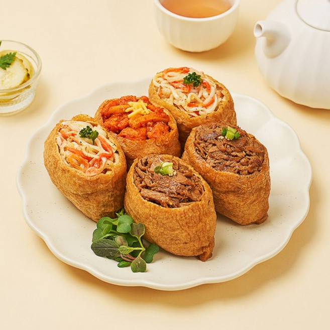 굿스푼 저당 유부초밥 210g 3종 6팩 (크래미 와사비마요/치즈불닭/불고기) 식사대용 간편식, 없음, 상세설명 참조