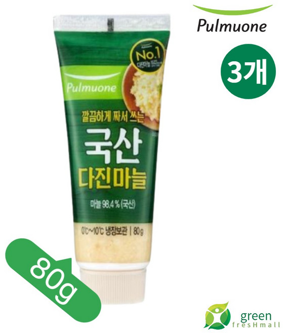 (냉장)[풀무원]튜브다진마늘80g, 3개, 80g
