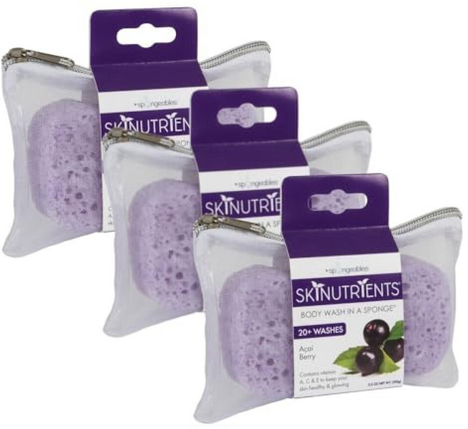 스폰져블 20+ 바디 워시 스폰지 3개입 - 아사이 베리, Acai Berry