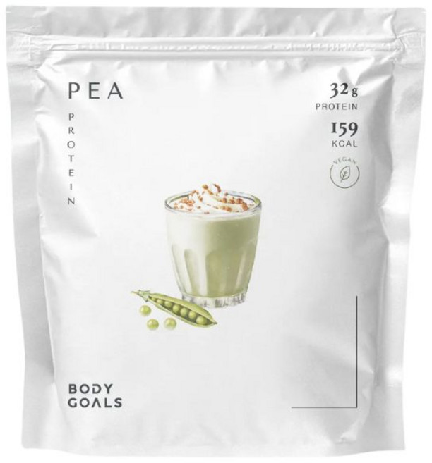 BODY GOALS 豌豆蛋白飲Pro-無糖原味 32克蛋白質 純素高纖 健身運動營養補充, 1kg, 1個