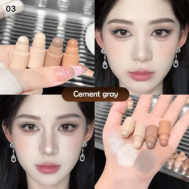 하이라이터 카푸비니 4 in 1 컨투어 스틱 4색 내추럴 매트 브라운 코 섀도우 메이크업 쉬머 아이섀도우 세트, [05] CP401-03, [04] CP401-03