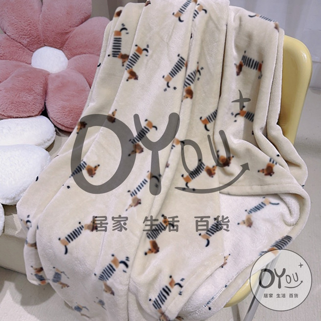 OYOU✨ 法蘭絨寵物毯 寵物毛毯 法蘭絨毯 寵物墊 寵物睡墊 保暖毯 法蘭絨毛毯 寵物毯 寵物蓋毯 加厚毛毯 貓咪毯子 小毯子 小被子 空調毯 冷氣毯 披肩毯 毯子, 1個, 臘腸狗狗-加厚款 90*100CM