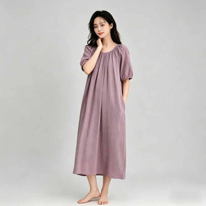 여름 홈웨어 여성잠옷 원피스잠옷 반팔 파자마