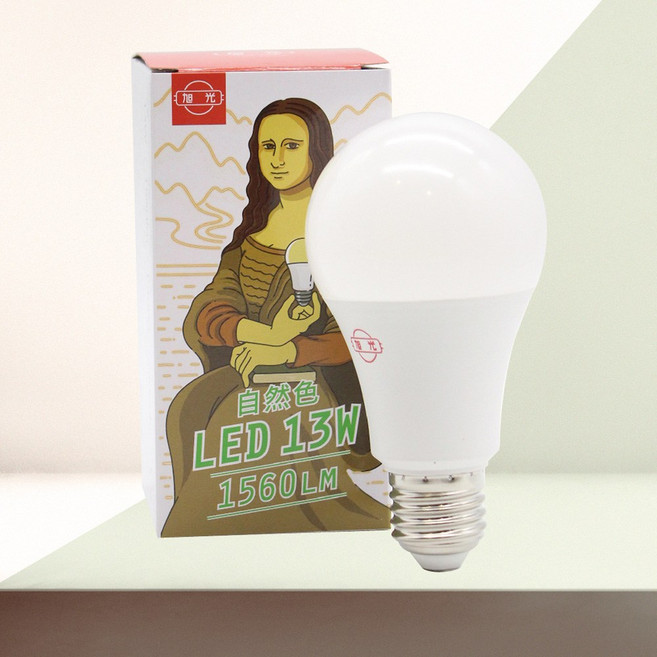 旭光 LED 13W 燈泡 燈泡色 E27 1560流明, 自然色, 1個