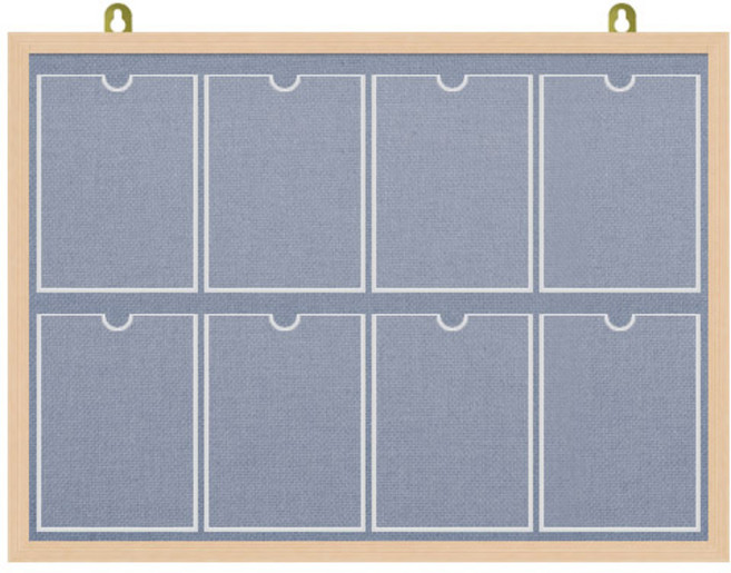 제이에스칠판 아크릴 포켓 A4 게시판 2열8구 1090x770mm, 청색, 메이플
