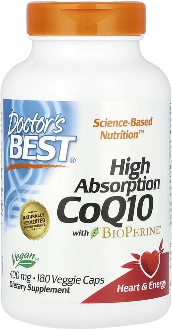 Doctor's Best 고흡수 CoQ10 및 BioPerine 함유 400mg 베지 캡슐 180정, DoctorsBest고흡수CoQ10및BioPerine함, 1개 - 쿠팡