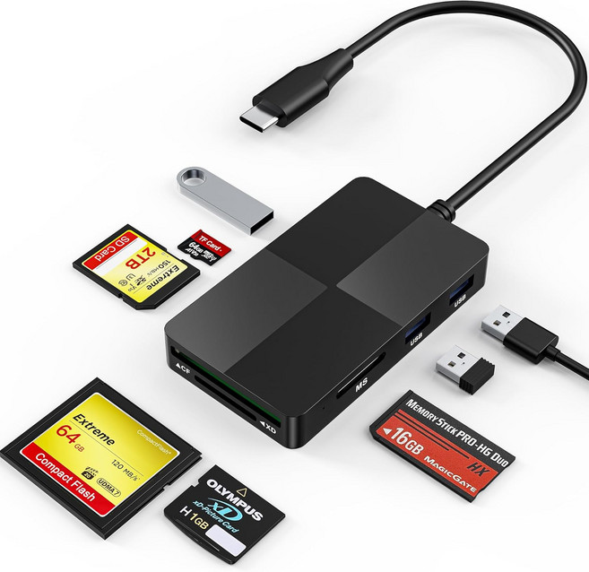소니 메모리 스틱 프로 듀오 어댑터 리더 - USB-C 장치용 SDTFMSCFXD 카드 8 in 1 USB 2.0 포트 3개 포함 C 멀티 XD 픽처