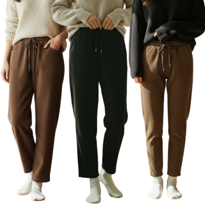 DAONE 여성 9부 기모 골덴 바지 코듀로이 팬츠 3종