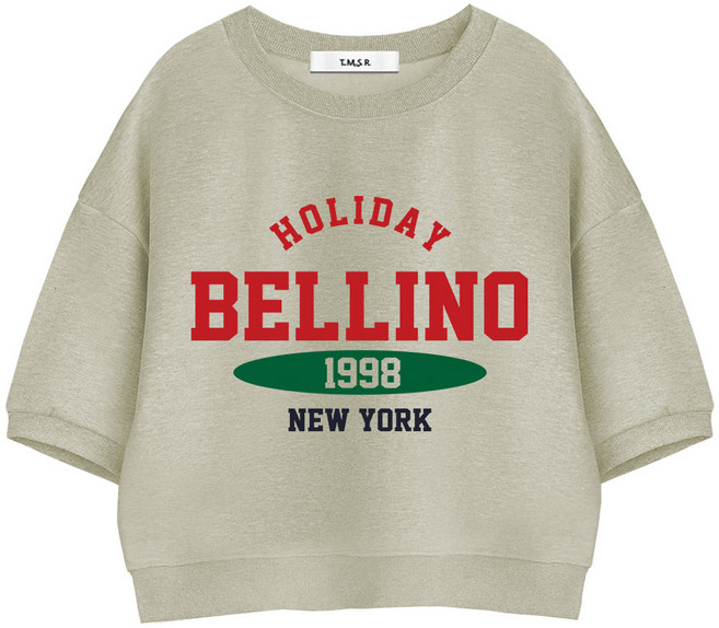 몰토벨리노 TSF 홀리데이벨리노 세미오버핏 크롭 반팔 맨투맨