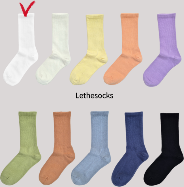 레테삭스 올핏 심리스 시그니쳐 크루삭스 컬러 장목 무지 양말