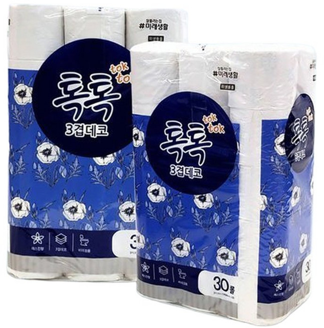 잘풀리는집 톡톡 3겹 데코 화장지 25m X 30롤, 1개
