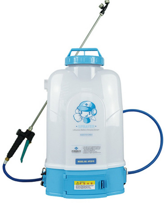 국산 한일에스피 충전분무기 배부식 원큐 20L HP-2010 농약분사기 국산배터리 충전식 분무기 자동분사 방역 소독기