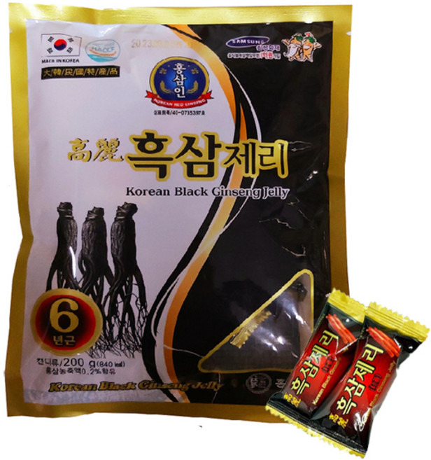 6년 고려 흑삼젤리200g x 4봉지 흑삼, 4개, 200g
