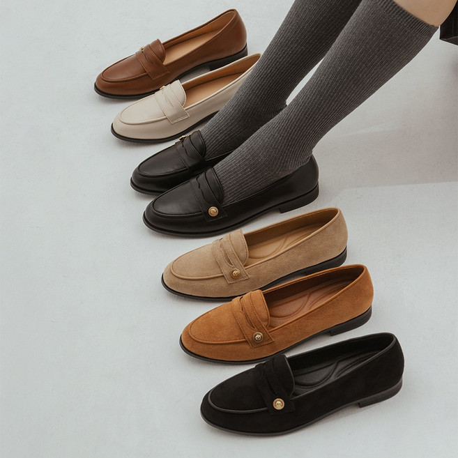 소보제화 [NEW VER.] 미노르 2type 골드버튼 여성 로퍼 2cm