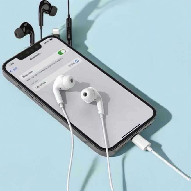 베르 이어폰 8핀 인이어 유선이어폰 2color 줄이어폰, 화이트, 화이트