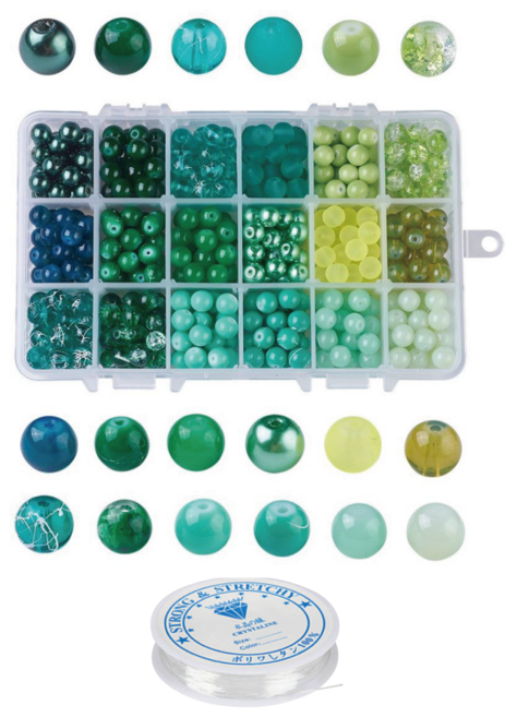 리니팜 10컬러 마블 원석 대리석st 구슬 비즈 세트 비즈공예 키트 반지 팔찌 스트랩 만들기 악세사리부자재, 18칸 에일리언, 1개