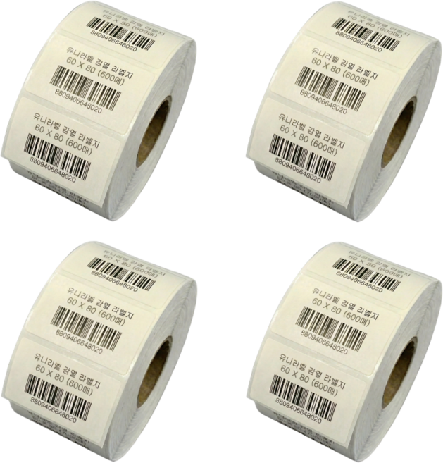 감열라벨지 가로6cm 세로8cm 600매 4롤, 감열라벨 60x80 4롤