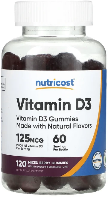 Nutricost VitaminD3 구미젤리 믹스 베리 구미젤리 120개(구미젤리 1개당 62.5mg), NutricostVitaminD3구미젤리믹스베리구미젤리, 1개 - 쿠팡