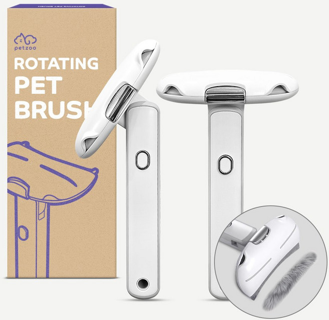 펫쭈 고양이빗 원터치 브러쉬 장모 단모 죽은털 제거, 1개, 화이트