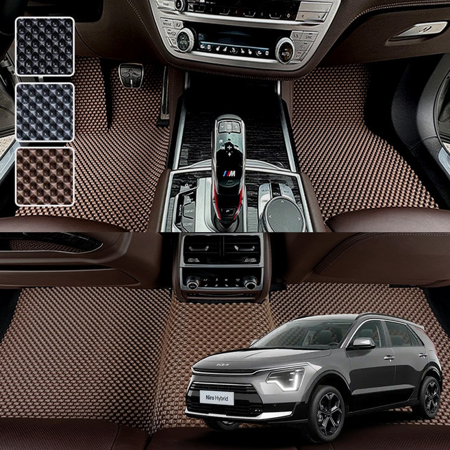 DXSOAUTO 니로 전용 3D 엠보싱 차세대 고무매트 1열2열 세트, 블랙, 156_1니로전기차