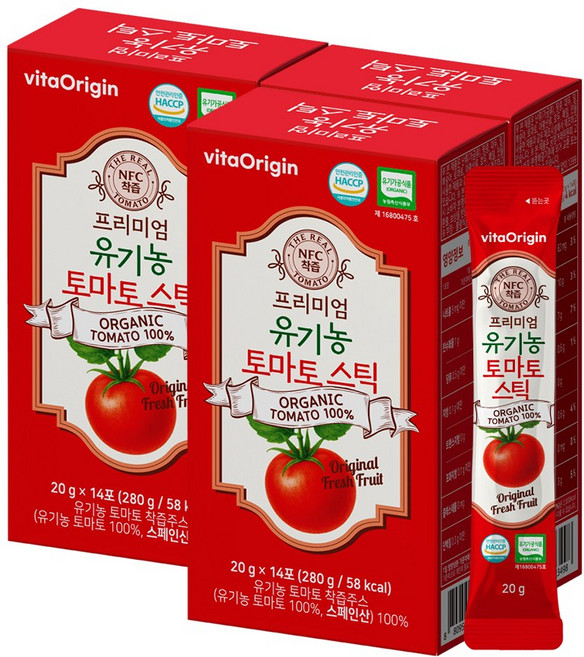 비타오리진 유기농 토마토스틱, 3박스, 280g