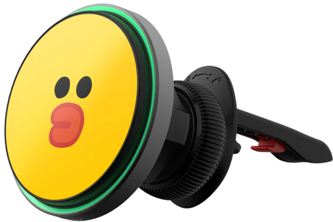 라인프렌즈 맥세이프 차량용 무선충전기, 1개, 셀리 (792585)