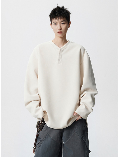 長袖亨利領上衣