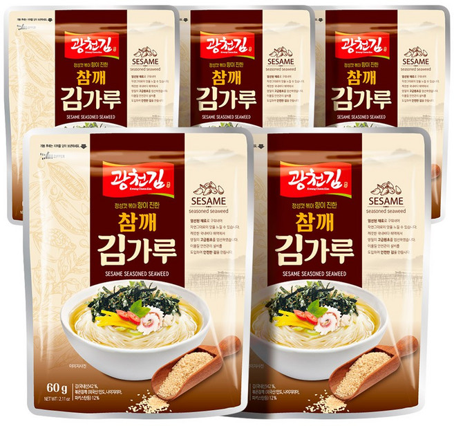 광천김 참깨 김가루 60g 5봉, 5개