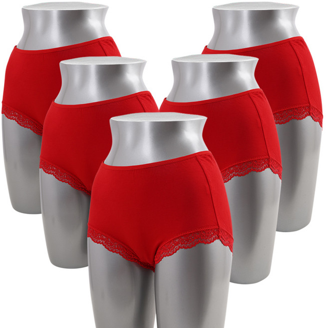캐리루시 여성 모달 면스판 레이스 맥시팬티(5매)