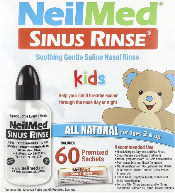 NeilMed 어린이용 Sinus Rinse 만 2세 이상 프리믹스 팩 60개, NeilMed어린이용SinusRinse만2세이상프리믹스, 1개 - 쿠팡