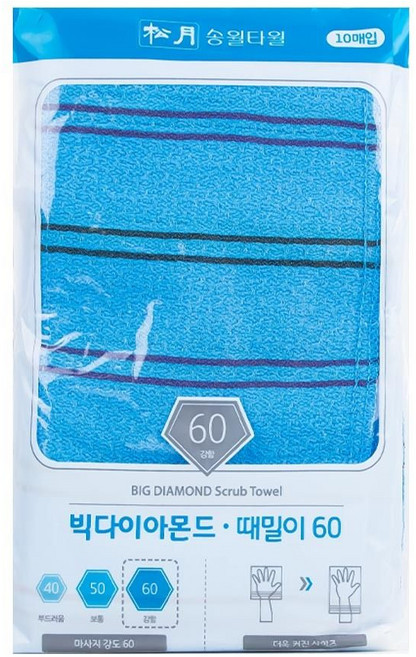 송월 빅 다이아 60 때밀이 타월 10매 ykm*97675BJ, 본상품선택, 1개