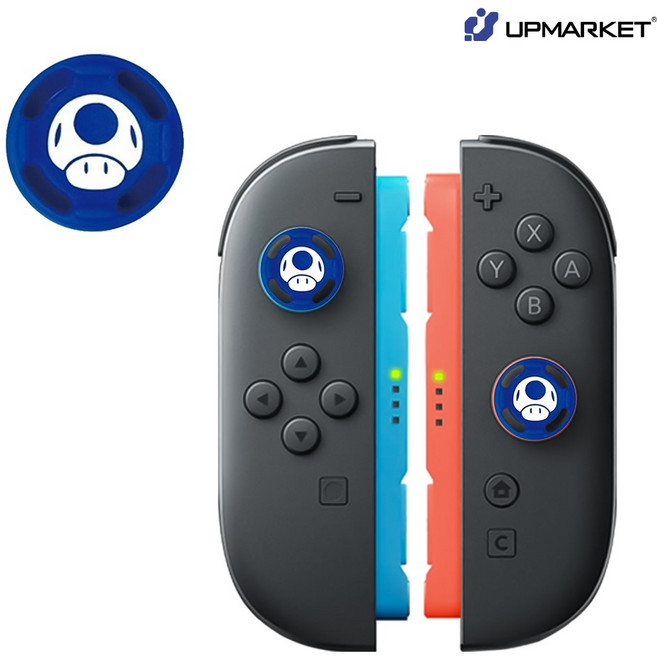 닌텐도 스위치2 조이콘 스틱커버 마리오 스틱 캡 1개단품 프로콘2 호환, 업마켓 스위치2 마리오 스틱커버, 버섯블루 1개입