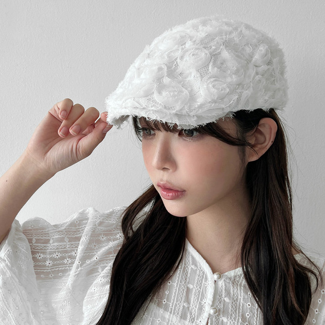 로즈 레이스 헌팅캡 팔각모 여성 빵모자